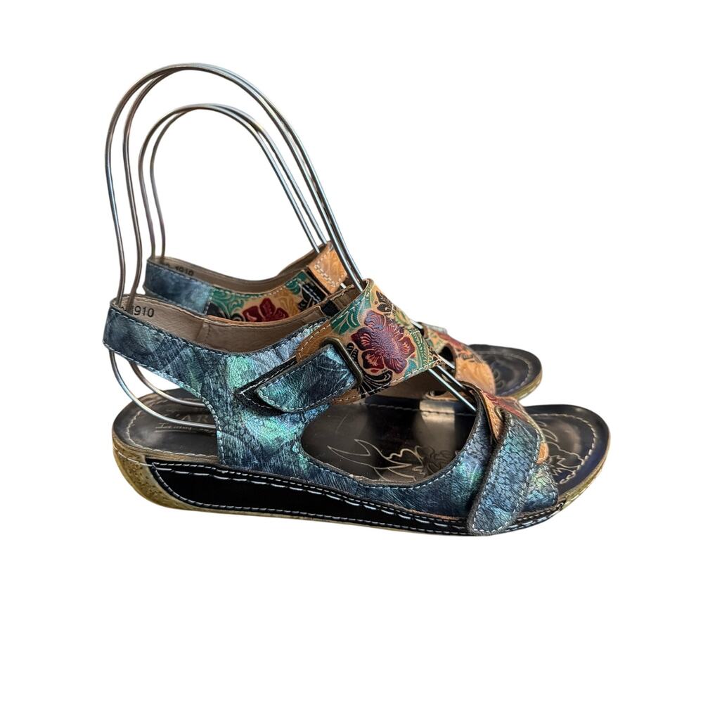 ⭐️ Women’s L’Artiste Symphony Leather Floral Sandals Size 39 ( 8.5 ) Art to Wear